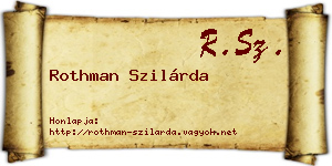 Rothman Szilárda névjegykártya